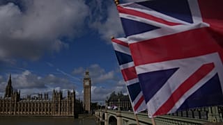 A Union Jack is seen in front of the House of Parliament in London on 1 September, 2025.
