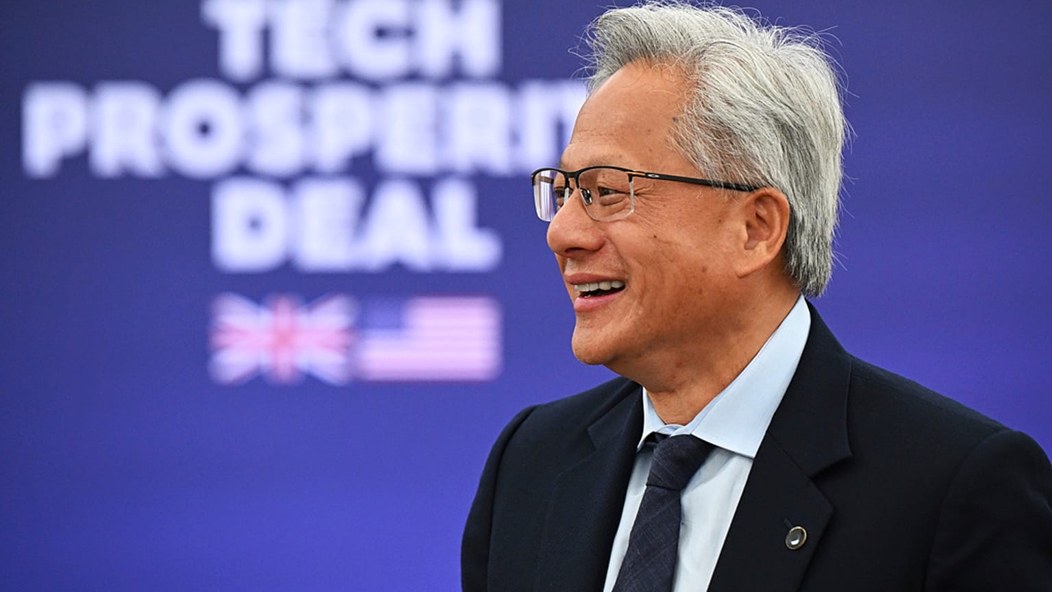 Nvidia CEO Jensen Huang attends a news conference during a business roundtable at Chequers near Aylesbury, England, Thursday, 18 September 2025.