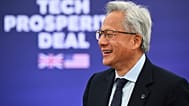 Nvidia CEO Jensen Huang attends a news conference during a business roundtable at Chequers near Aylesbury, England, Thursday, 18 September 2025.