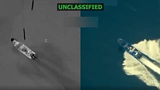 Momento dell'impatto del missile con la nave, 20 settembre 2025
