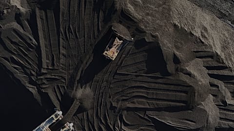  A bulldozer moves coal April 10, 2025, in Princeton, Indiana in the US. 