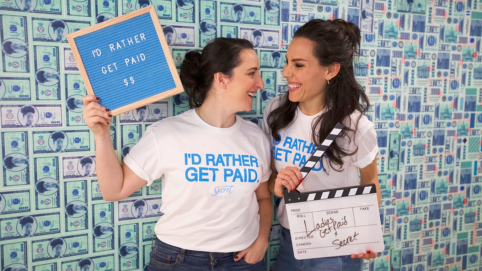 Ladies Get Paid co-founders, Claire Wasserman and Ashley Louise, partners in Secret's I'd Rather Get Paid campaign.
