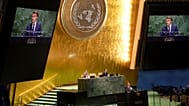 French President Emmanuel Macron speaks during a high-profile meeting at the United Nations.