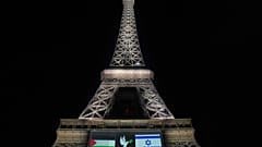 Paris'teki Eyfel Kulesi'ne İsrail ve Filistin bayrakları yansıtıldı, 21 Eylül 2025