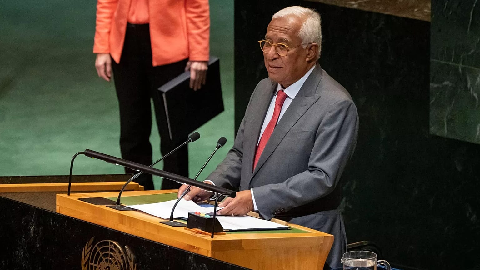 European Council President António Costa speaks during a high-profile meeting at the United Nations