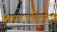 FILE - Wind turbine components sit at New London State Pier, 16 April 2025, in New London, Conn. 