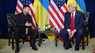 President Donald Trump meets with Ukrainian President Volodymyr Zelenskyy during the United Nations General Assembly, Tuesday, Sept. 23, 2025, in New York