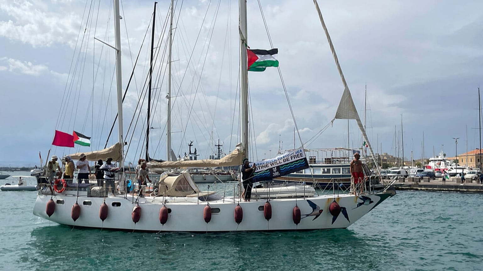 ARCHIVE: The Italian fleet of the Global Sumud Flotilla departs from the port of Siracusa, Italy, Thursday, Sept. 11, 2025.