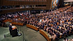 O Presidente Donald Trump discursa na 80ª sessão da Assembleia Geral das Nações Unidas.