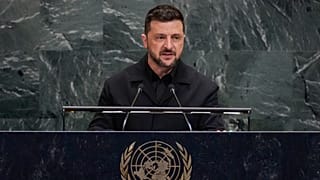 Ukraine President Volodymyr Zelenskyy addresses the 80th session of the United Nations General Assembly, Wednesday, Sept. 24, 2025.