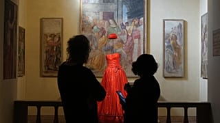 Giorgio Armani's sartorial creations interplay with Italian masterpieces at Milan museum exhibition 