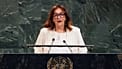 European Union Commissioner for the Mediterranean Dubravka Suica addresses the United Nations General Assembly, Monday, July 28, 2025.