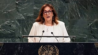 Dubravka Suica, Comissária da União Europeia para o Mediterrâneo, discursa na Assembleia Geral das Nações Unidas, segunda-feira, 28 de julho de 2025.