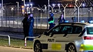 Danish police patrol at Copenhagen Airport, Denmark, Monday Sept. 22, 2025.