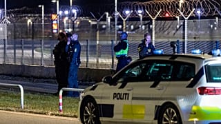 Danish police patrol at Copenhagen Airport, Denmark, Monday Sept. 22, 2025.
