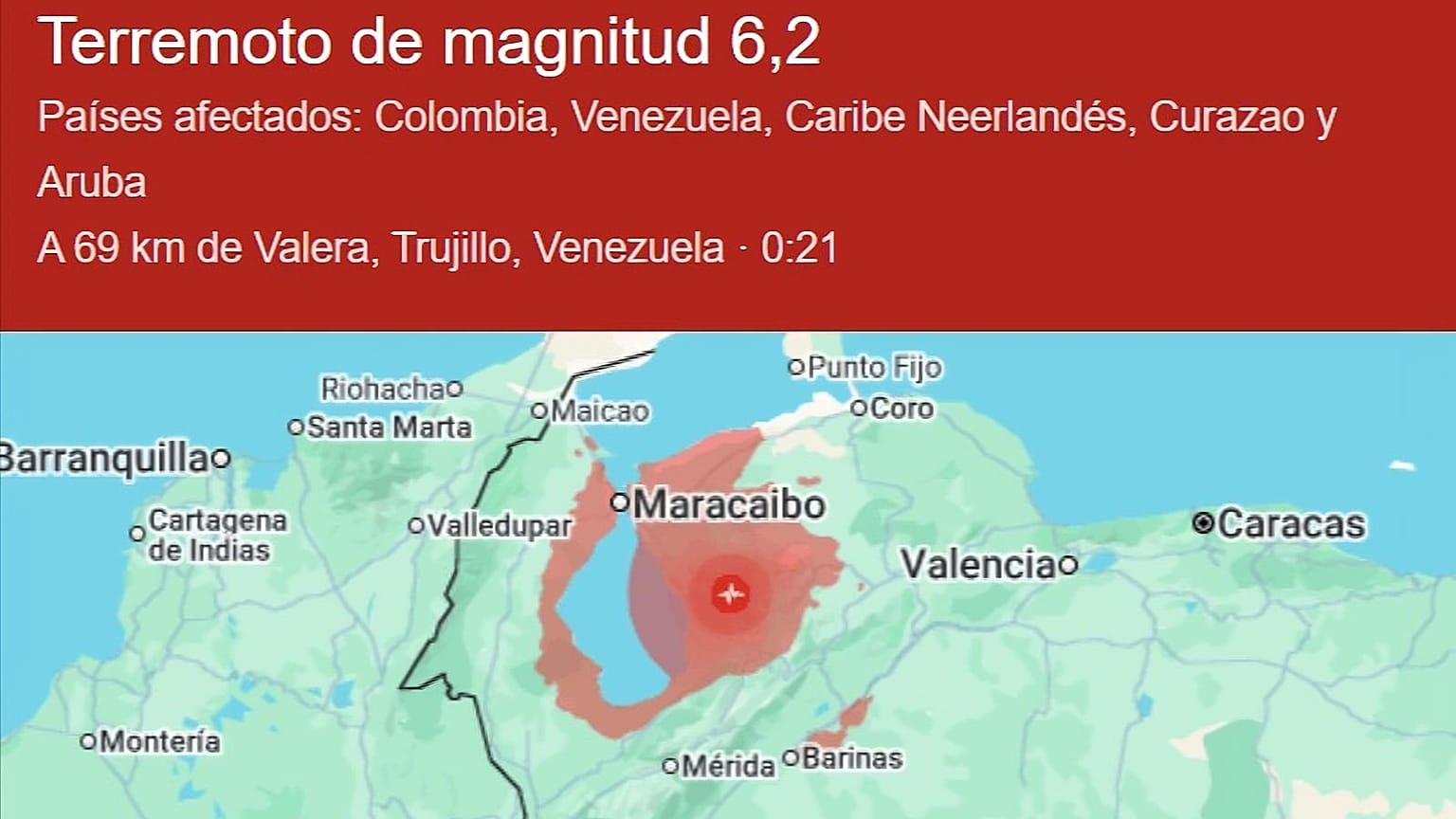 Terremoto en Venezuela llega a sentirse en Colombia