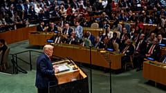 Ο πρόεδρος Ντόναλντ Τραμπ μιλάει στην 80ή σύνοδο της Γενικής Συνέλευσης των Ηνωμένων Εθνών στις 23 Σεπτεμβρίου 2025 στη Νέα Υόρκη, ΗΠΑ.