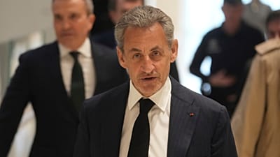 FILE: Former French President Nicolas Sarkozy arrives as he goes on trial over alleged illegal financing of his 2007 presidential campaign, 6 January 2025