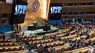 الرئيس الفلسطيني محمود عباس يلقي كلمة في الدورة الثمانين للجمعية العامة للأمم المتحدة عبر الفيديو في مقر الأمم المتحدة، الخميس 25 سبتمبر/أيلول 2025.