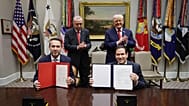 Enerji ve Tabii Kaynaklar Bakanı Alparslan Bayraktar, ABD Dışişleri Bakanı Marco Rubio ile birlikte mutabakat zaptını imzalarken, 25 Eylül 2025