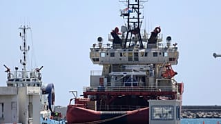 The ship, Ocean Investigator is docked at Cyprus' largest port of Limassol in the eastern Mediterranean island of Cyprus, Wednesday, March 14, 2018. 