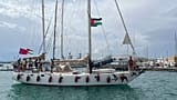 A frota italiana da Global Sumud Flotilla parte do porto de Siracusa, Itália, na quinta-feira, 11 de setembro de 2025.