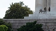 US National Guard soldiers spend time at one of monuments in Washington, August 2025