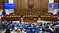Parlamento da Eslováquia em sessão em Bratislava, 8 de abril de 2025