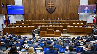 Slovakia’s parliament in session in Bratislava, 8 April, 2025