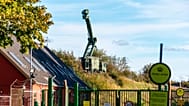 A mobile radar installation is seen at the Danish military site on Amager, Pionegaarden, the sea between Denmark and Sweden, on Friday, Sept. 26, 2025. 