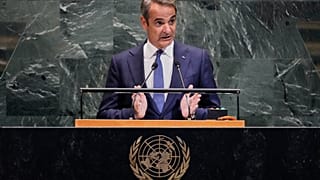 Ο Κυριάκος Μητσοτάκης στο βήμα της Γενικής Συνέλευσης του ΟΗΕ