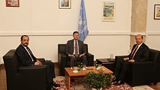Ο Νίκος Χριστοδουλίδης συναντάει τον Τουρκοκύπριο ηγέτη Ερσίν Τατάρ και τον απεσταλμένο του Γ.Γ του ΟΗΕ Κόλιν Στιούαρτ 5 Μαίου 2025
