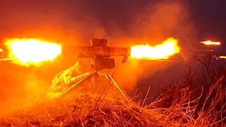 A Russian army soldier fires a Fagot anti-tank missile system toward Ukrainian position at an undisclosed location, 26 March, 2024