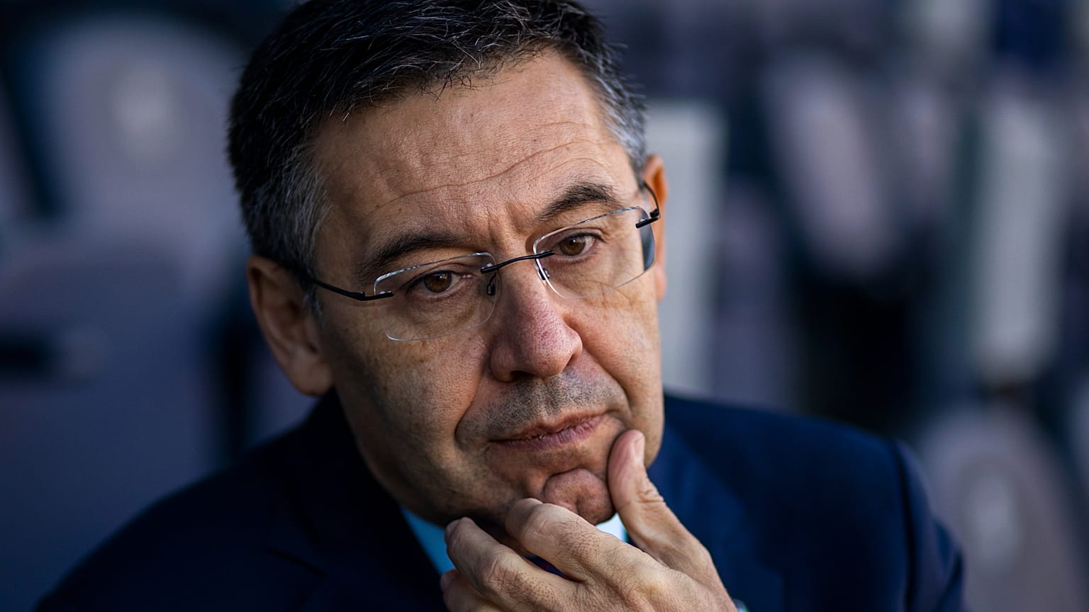 Archivo - El presidente del FC Barcelona, ​​Josep Bartomeu, en el estadio Camp Nou de Barcelona, ​​España. 