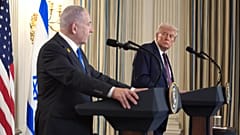 Il presidente degli Stati Uniti Donald Trump e il primo ministro israeliano Benjamin Netanyahu durante una conferenza stampa alla Casa Bianca, lunedì 29 settembre 2025.