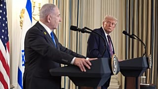 Il presidente degli Stati Uniti Donald Trump e il primo ministro israeliano Benjamin Netanyahu durante una conferenza stampa alla Casa Bianca, lunedì 29 settembre 2025.