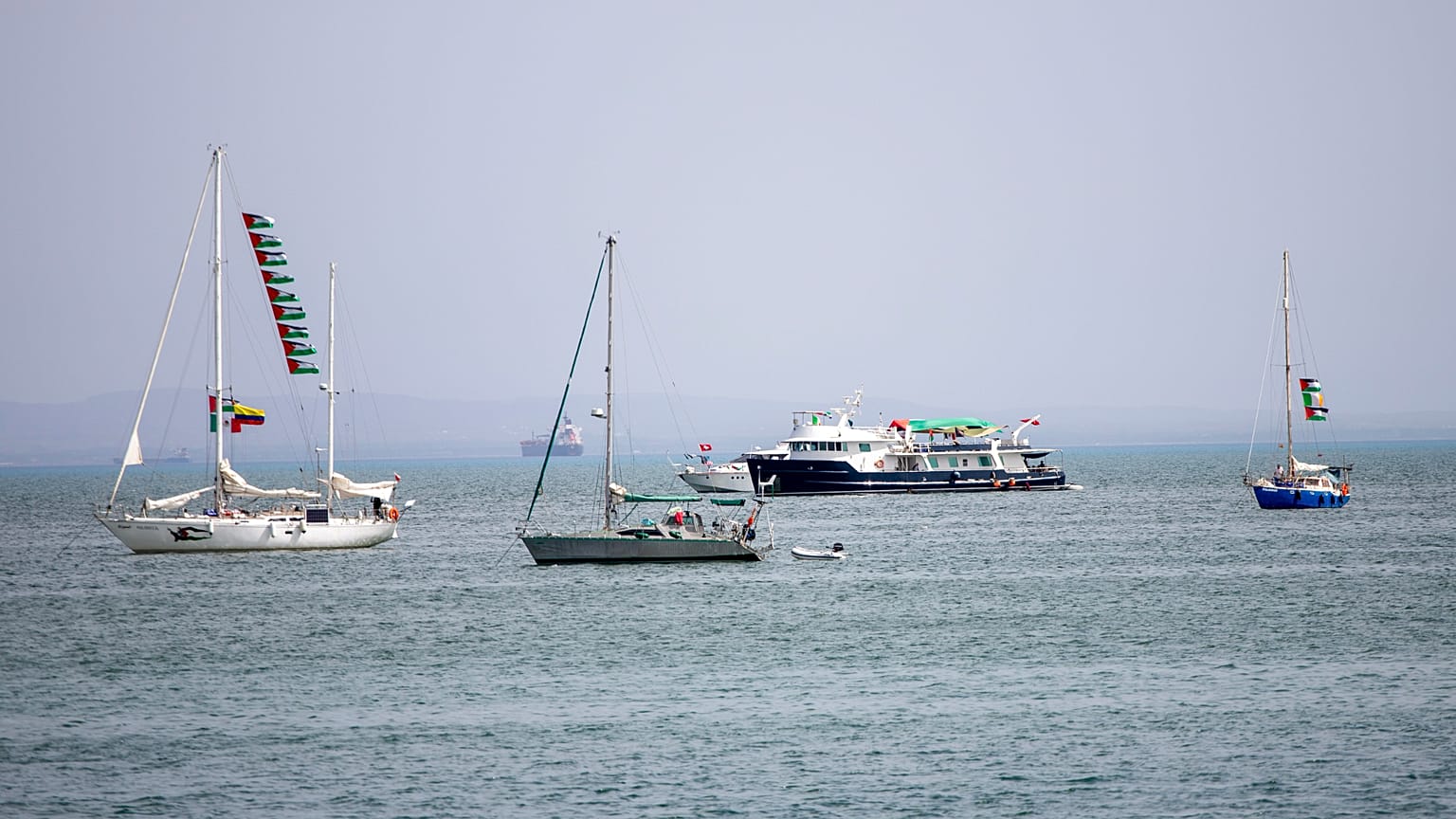 Ships that are part of the Global Sumud Flotilla