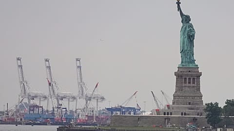 The Statue of Liberty is seen near Port Liberty Terminals in New York. (AP Photo/Frank Franklin II)