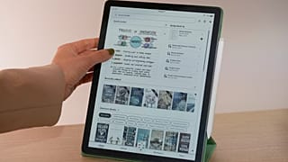 A Kindle Scribe Colorsoft is displayed at an Amazon event in New York, Tuesday, Sept. 30, 2025. 
