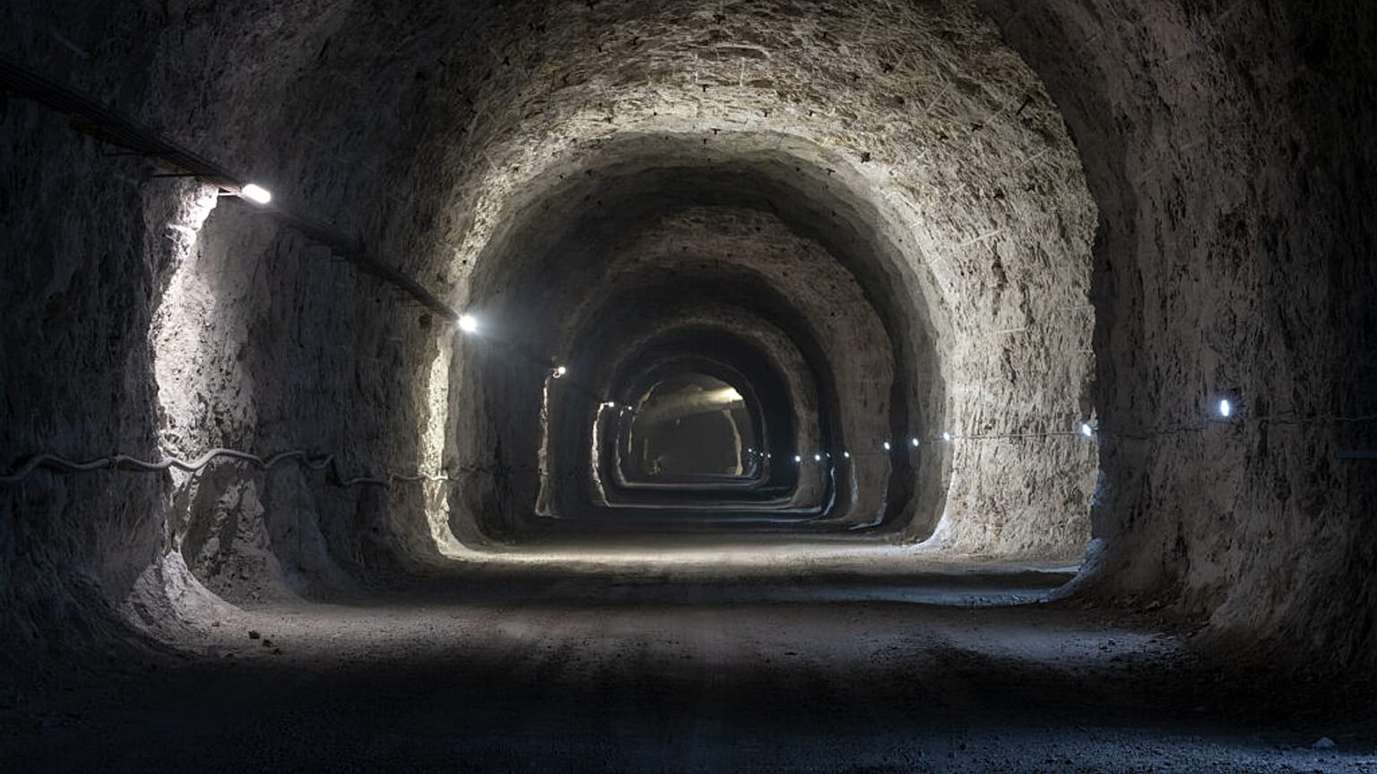Photo shows the tunnel entrance to the Trentino DataMine data centre