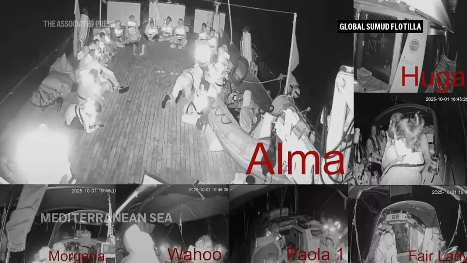 Activists on board a flotilla sailing toward Gaza say the Israeli navy has begun intercepting them as they approach the Palestinian territory, 1 October, 2025