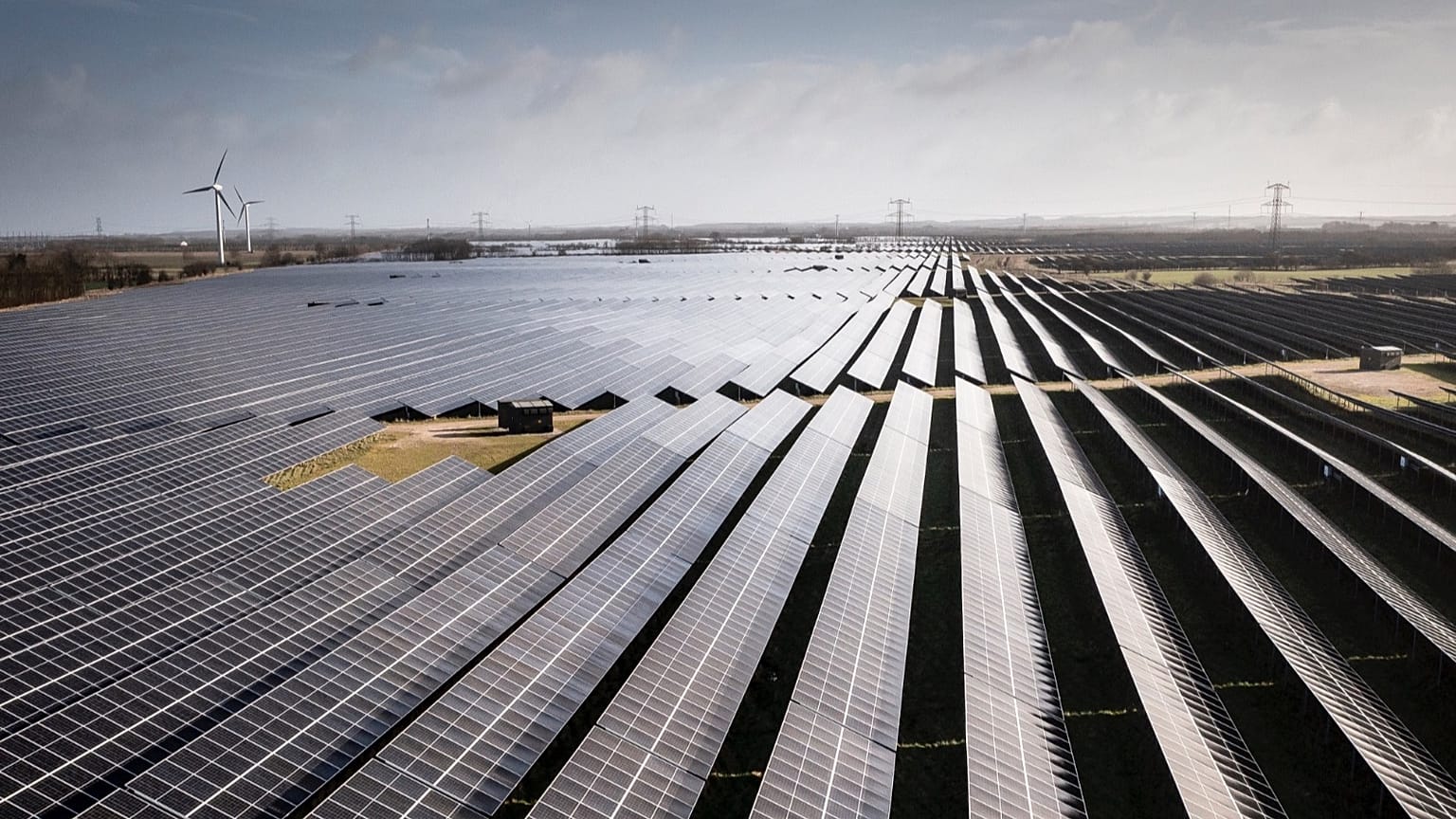 Solar installations on 340 hectares surround the village of Hjolderup west of Aabenraa, southern Denmark on Tuesday Feb. 21, 2023.