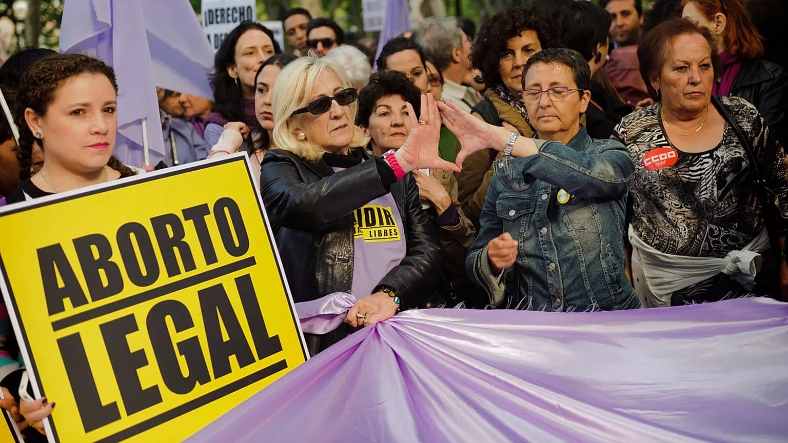 Manifestantes num protesto a favor do aborto.