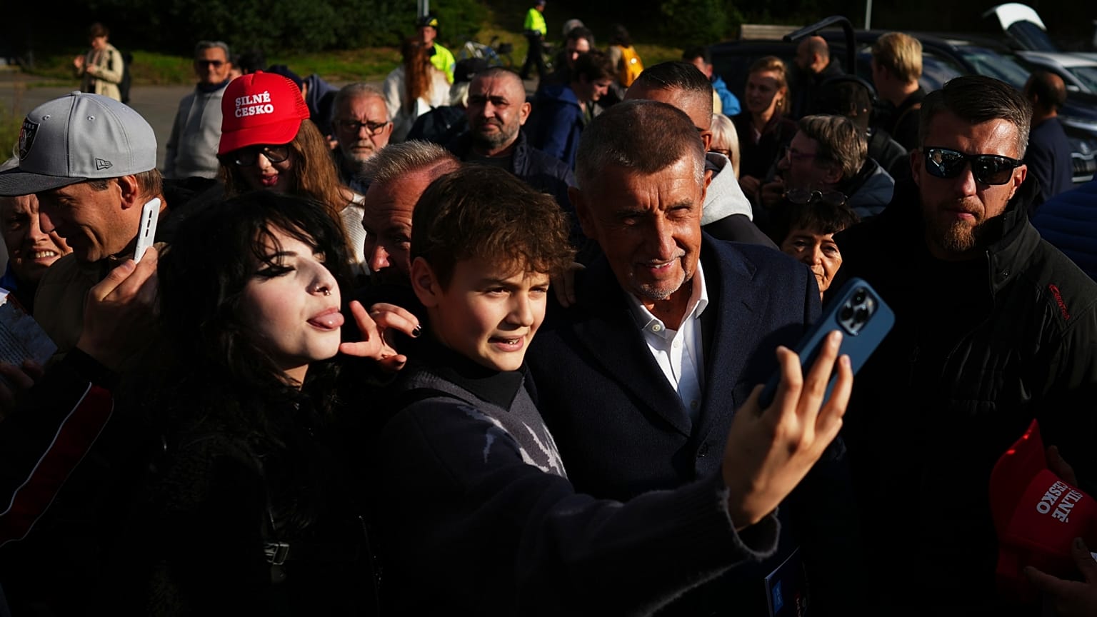 Andrej Babis egy prágai választási gyűlésen