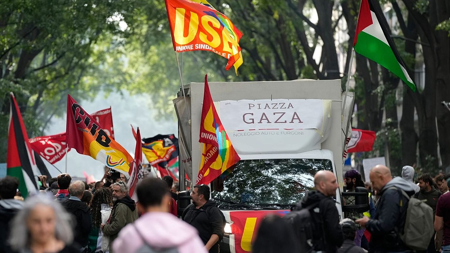 Pro-Palestinian demonstrators gather for a national general strike
