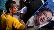 Un simpatizante del presidente Gustavo Petro asiste a un mitin en Ibagué, antes de su primera aparición pública desde que EE.UU. le revocó la visa, el 3 de octubre de 2025.