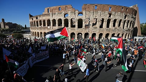 Pro-Palestinian demonstration in Rome, 04/10/2025