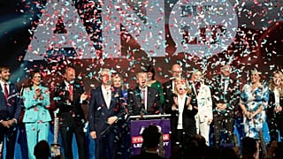 Andrej Babiš et son parti célèbrent leur victoire, Prague, le 4 octobre 2025.