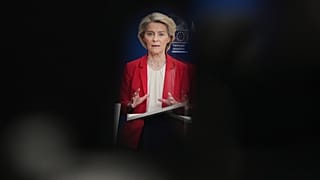 FILE: European Commission President Ursula von der Leyen delivers a statement during a media conference at EU headquarters in Brussels, 30 September 2025