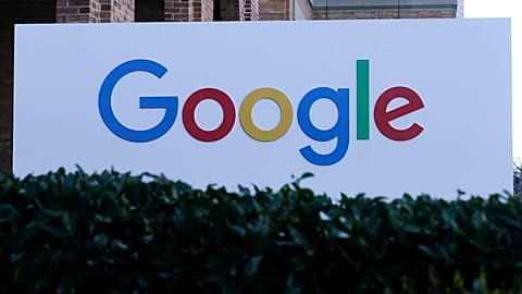 FILE. A Google sign is displayed at the company's office in San Francisco. 12 April 2023. 